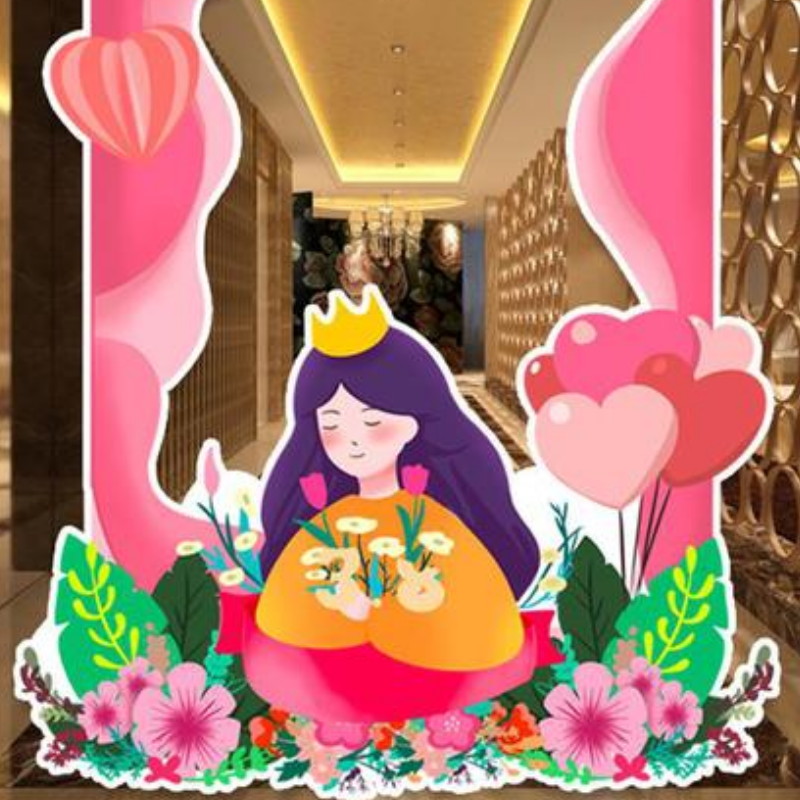 惠山三八妇女节庆典手持牌商场珠宝店汽车4S店公司氛围拍摄相框KT板装饰布置
